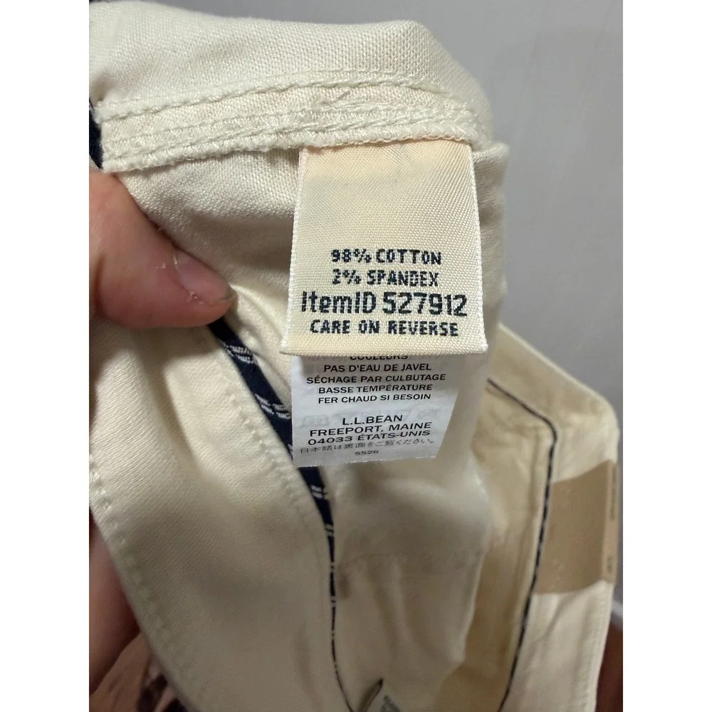 L.L. Bean Comfort Stretch Pant Wide Leg Mid Rise Cream Preppy Women Sz 14 Petite